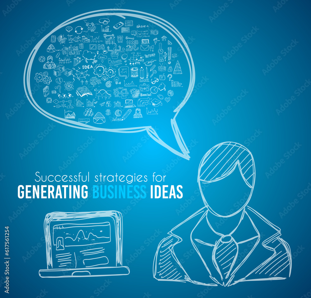 Poster infograph bubble speech template with hand drawn sketches and a lot of infographic design elements a