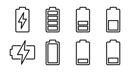 Battery icon set illustration. battery charging sign and symbol. battery charge level