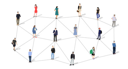 Social network, connecting people. Isolated flat vector illustration