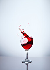 One glass with red wine and sprays