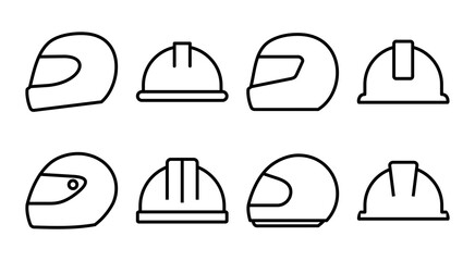 Helmet icon set illustration. Motorcycle helmet sign and symbol. Construction helmet icon. Safety helmet