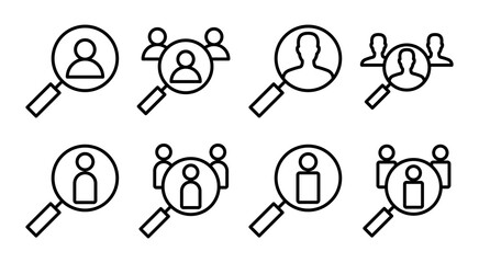 Hiring icon set illustration. Search job vacancy sign and symbol. Human resources concept. Recruitment