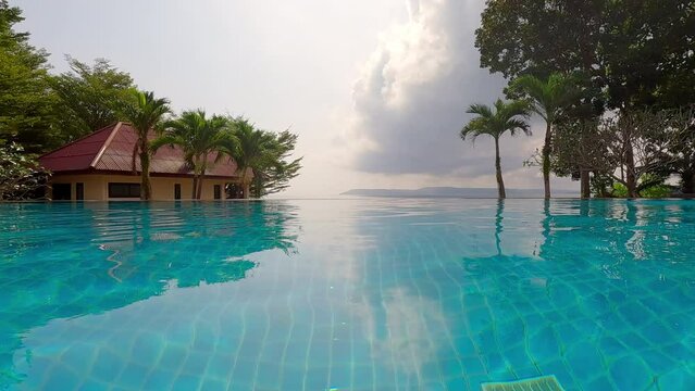 Infinity Pool Under A Cloudy Sky