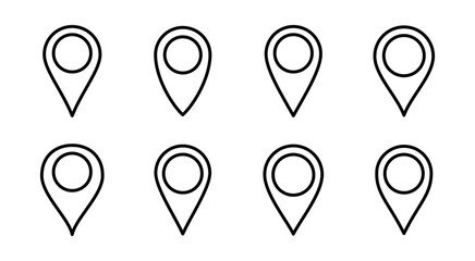 Pin icon set  illustration. Location sign and symbol. destination icon. map pin