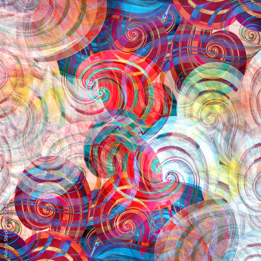Poster abstract bright colorful background with different wavy elements