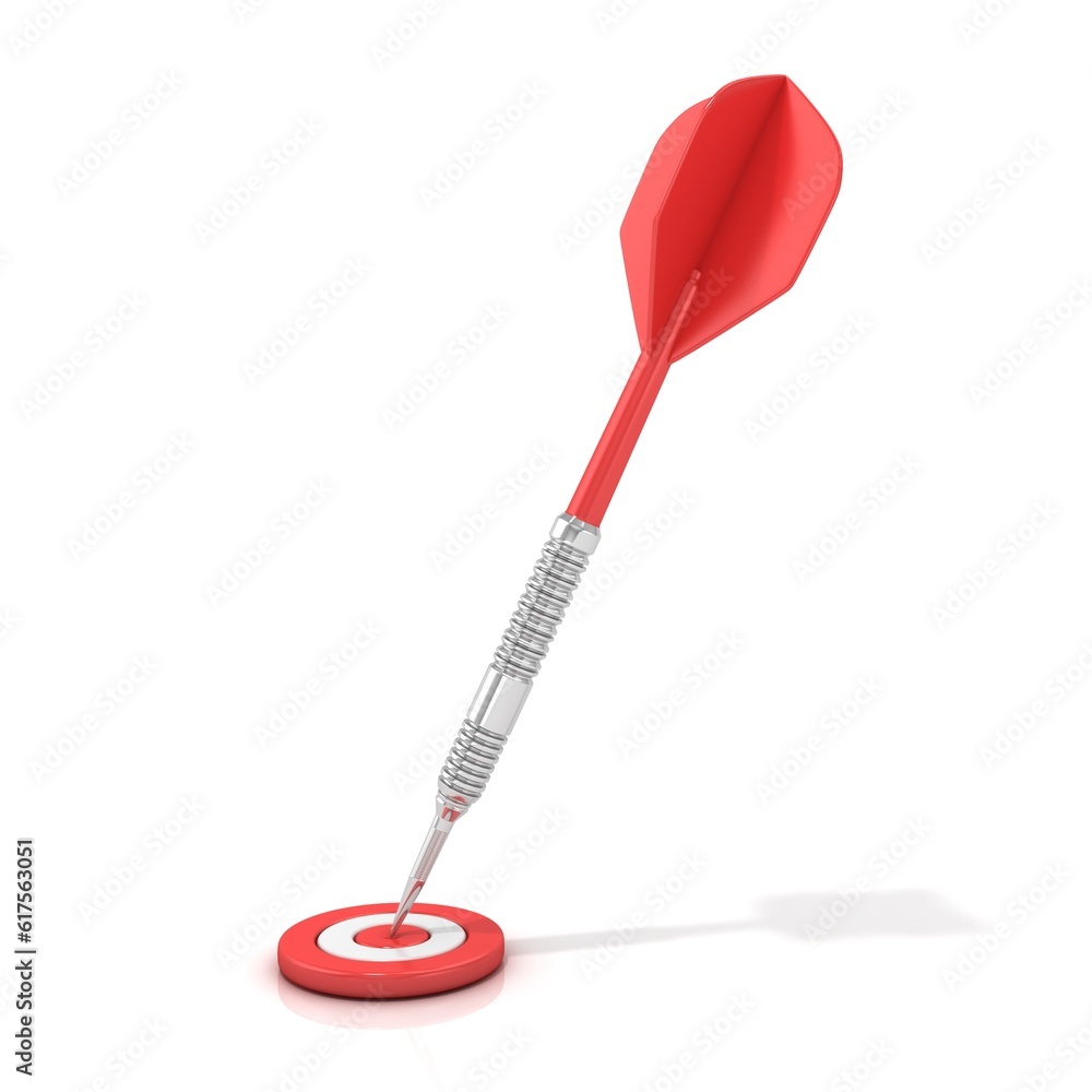 Poster red dart on red target isolated on white