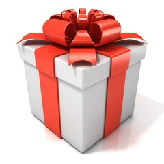 White gift box isolated on white background