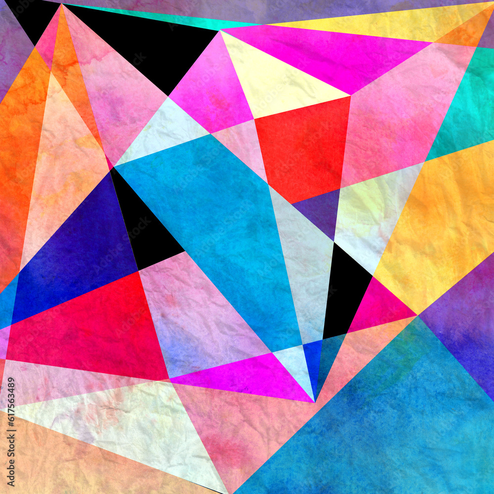 Poster abstract geometric multicolored watercolor background from triangles