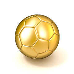 Golden football - soccer ball isolated on white background. 3D illustration