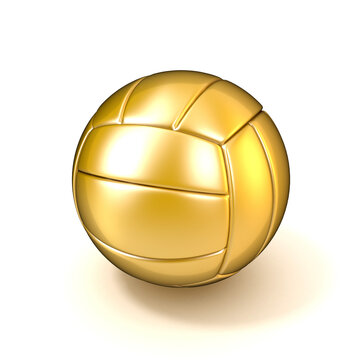 Golden volleyball ball isolated on white background. 3D illustration