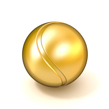 Golden tennis ball isolated on white background. 3D illustration