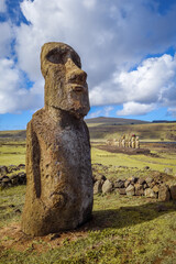 Moai statue, ahu Tongariki, easter island, Chile