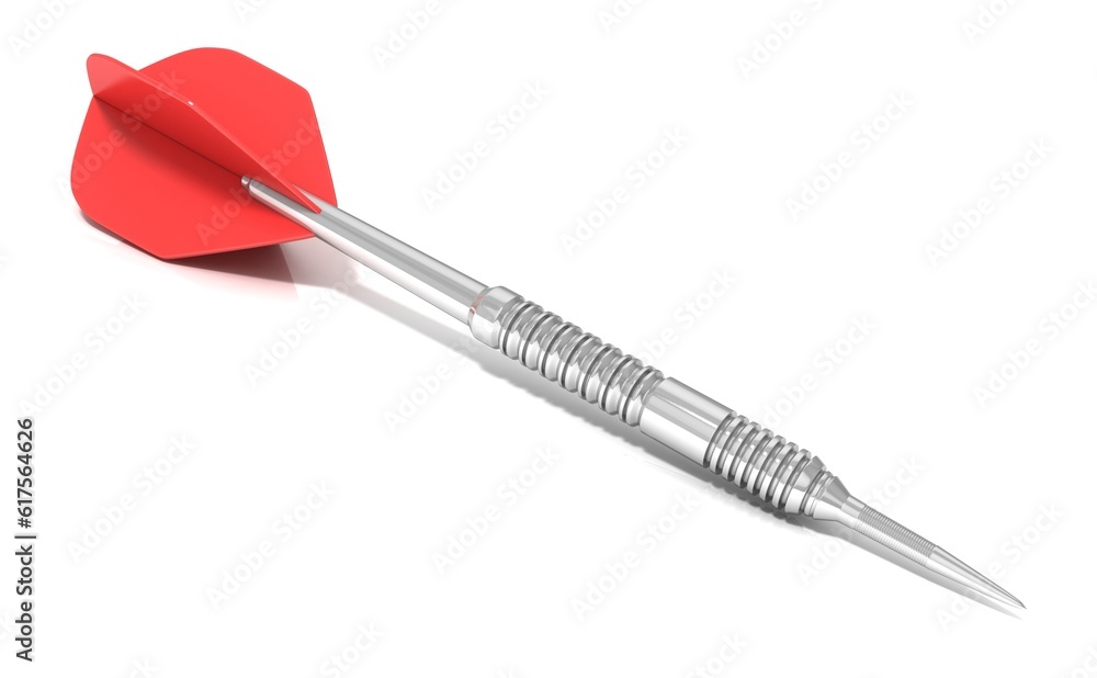 Poster red dart isolated on white background. side view. 3d concept