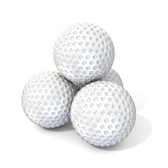 Golf balls. 3D render illustration, isolated on white background