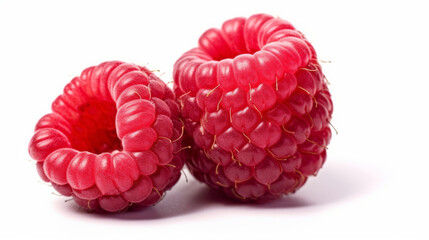 Raspberry on the white background. Created with Generative AI technology.