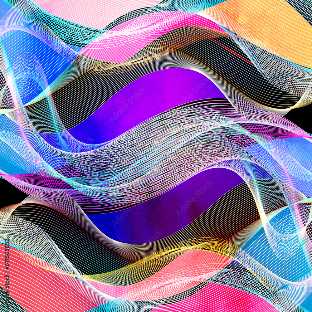 Poster abstract bright color background with linear waves