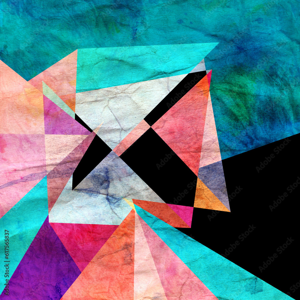 Poster abstract colorful watercolor background with different geometric elements