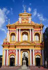 Naklejka premium San Francisco church, Salta, Argentina. Blue Sky background