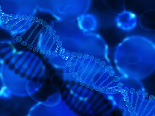 3D render of a medical background with clear DNA strands
