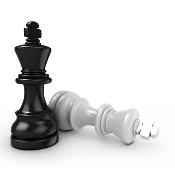 Black king chess mate, on white background