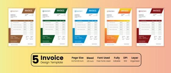 Professional invoice design corporate office Clean business style invoice design vector