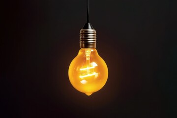 a yellow light bulb with a black background, created by Generative AI