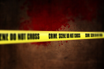 3D render of a crime scene tape against defocussed background