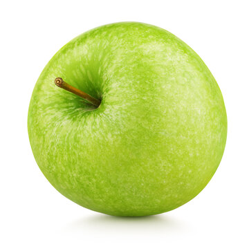 Single ripe green apple fruit isolated on white background with clipping path