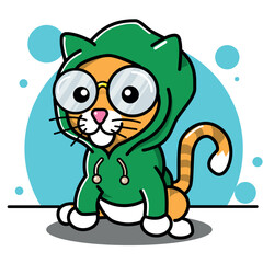 Cartoon of Intellectual Cat with sweater and glasses