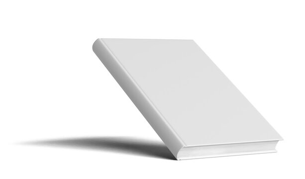 The white empty book is tilted. Isolated on white background. 3D illustration