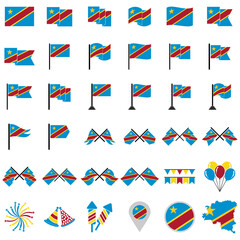 Congo flags icon set, Congo independence day icon set vector sign symbol