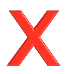 Red letter. Beautiful font for your design. Isolated on white background. 3D illustration