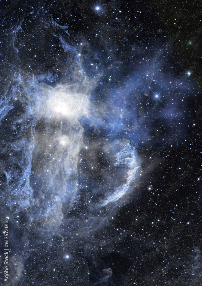 Poster far being shone nebula and star field against space. elements of this image furnished by nasa.
