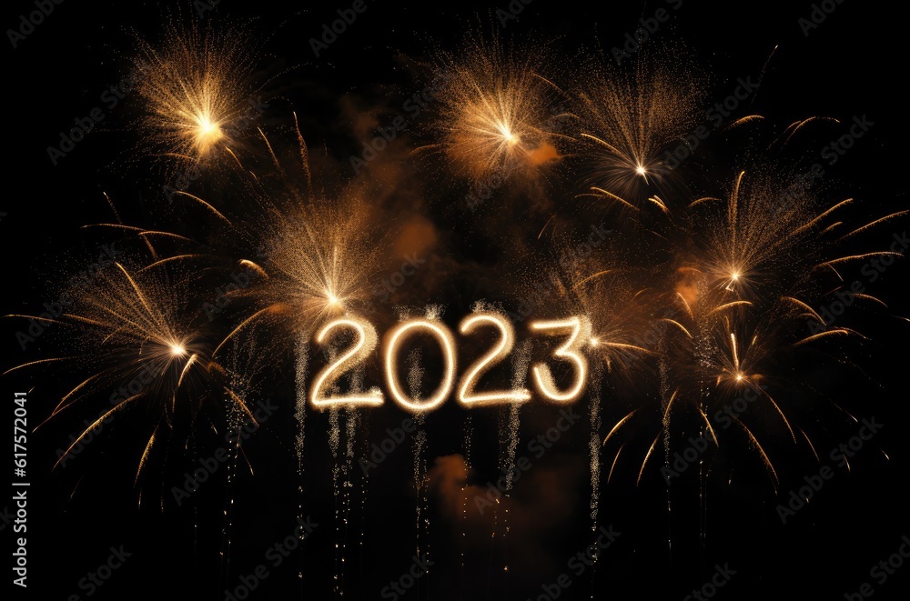 Poster 2023 happy new year fireworks display backdrop generative ai