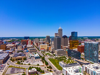 Indianapolis Downtown Skyline Aerial 16-bit HDR