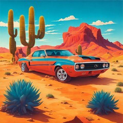 Desert Thunder: Classic Muscle Car Unleashed