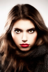 Naklejka premium Portrait of a Beautiful Teenage Girl with Long Brown Hair