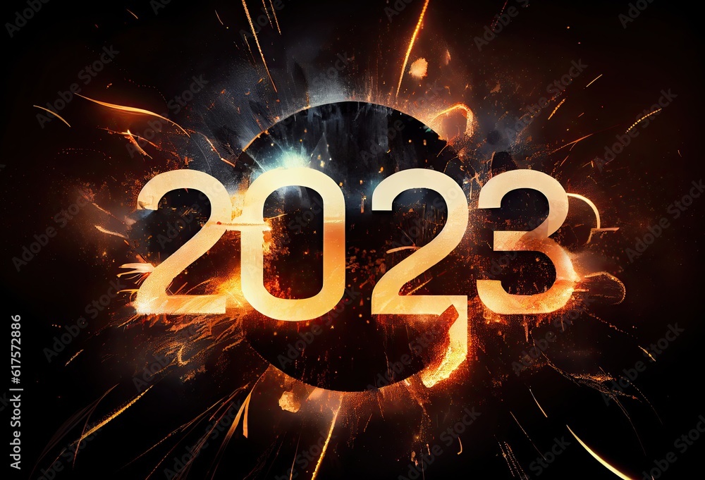 Poster 2023 futuristic holiday firecrackers display background generative ai