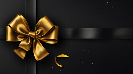 black gift box with gold bow generativa IA