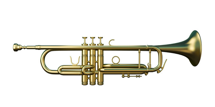 3d illustration of a trumpet isolated on white background