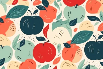 Rolgordijnen apple and leaves pattern, in the style of anime aesthetic, clean and simple designs. generative ai © pa-ka