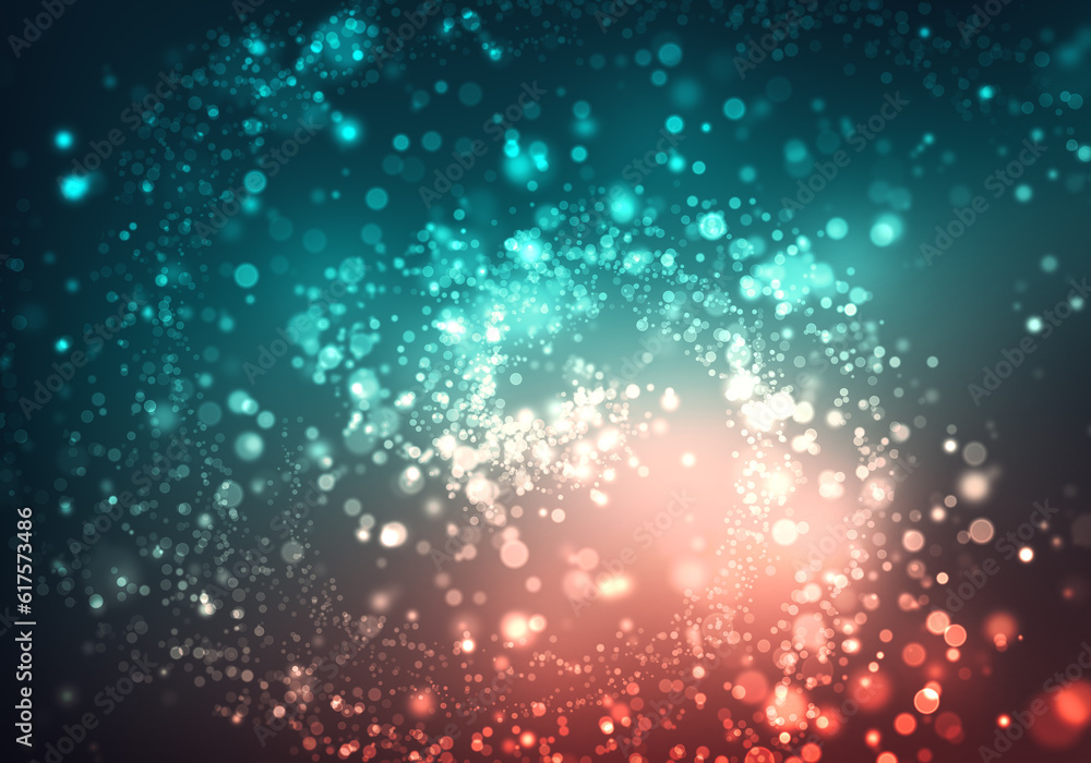 Poster abstract background with spiral blurred glitter color bokeh lights
