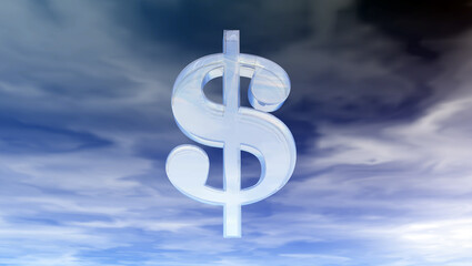 glass dollar symbol under cloudy blue sky - 3d illustration