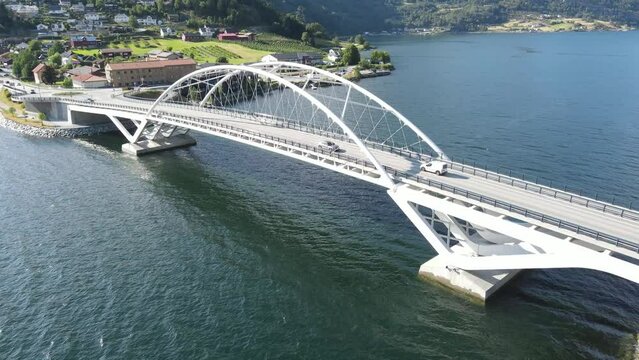 Panning around Loftesnes bridge in Sogndal