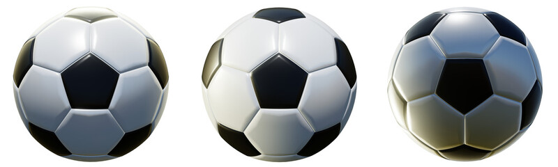 サッカーボールの3Dイラスト_3パターン_透過素材 © hidemi design