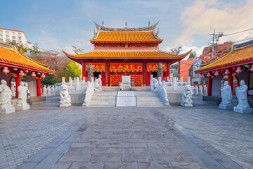 Nagasaki, Japan - Nov 28 2022: Confucius Shrine (Koshi-byo) built in 1893 by Nagasaki's Chinese...