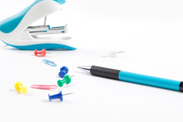Office supplies isolated on a white background