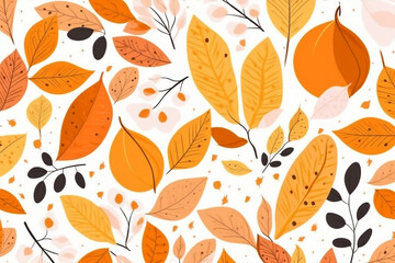 Fototapeta na wymiar orange and leaves pattern, in the style of anime aesthetic, clean and simple designs. Generative ai