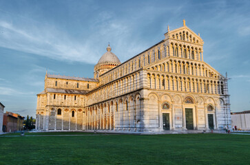 Fototapeta na wymiar Sunset view of Pisa Cathedral, Tuscany, Italy
