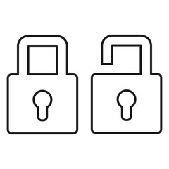 Open closed lock. Security symbol for your web site. Vector illustration. stock image.